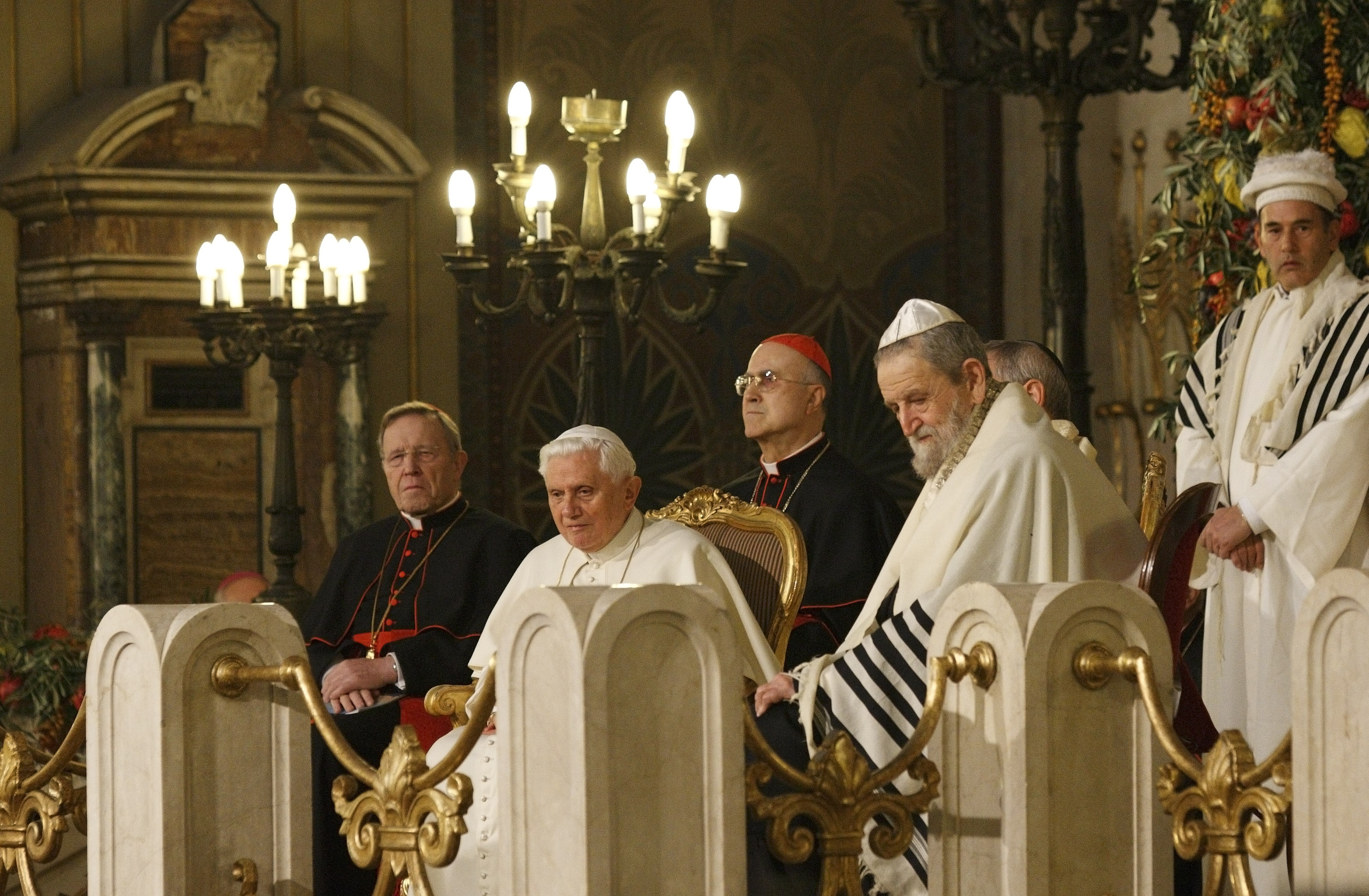 Pope Benedict XVI visits the main synagogue in Rome in this Jan. 17, 2010 photo (CNS photo/Paul Haring). 