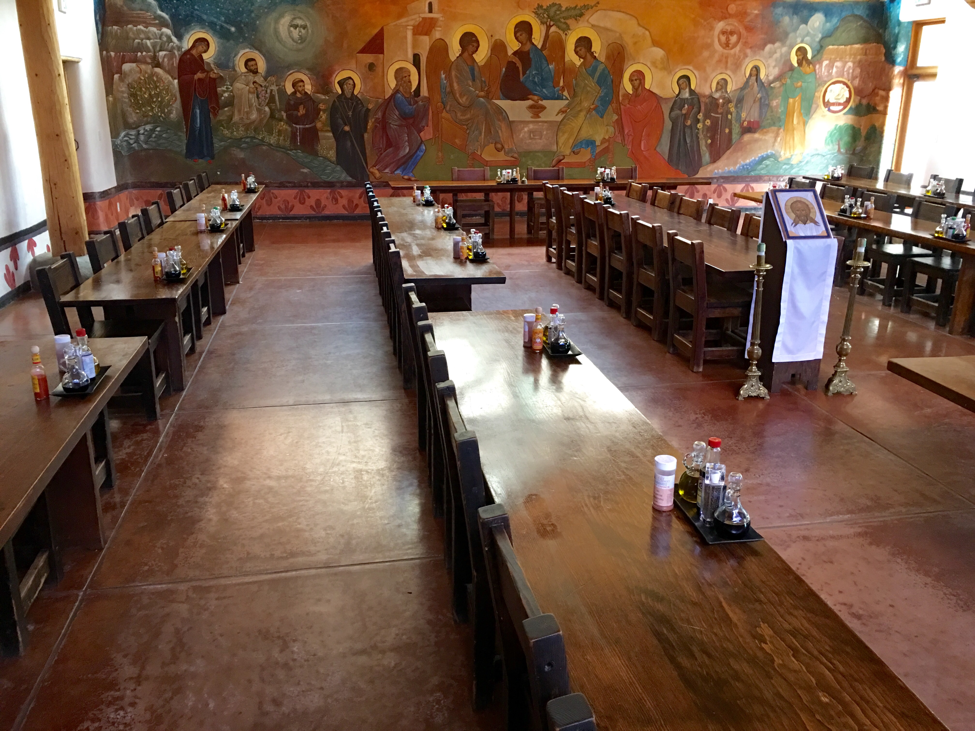 Meals at the monastery are eaten in silence.