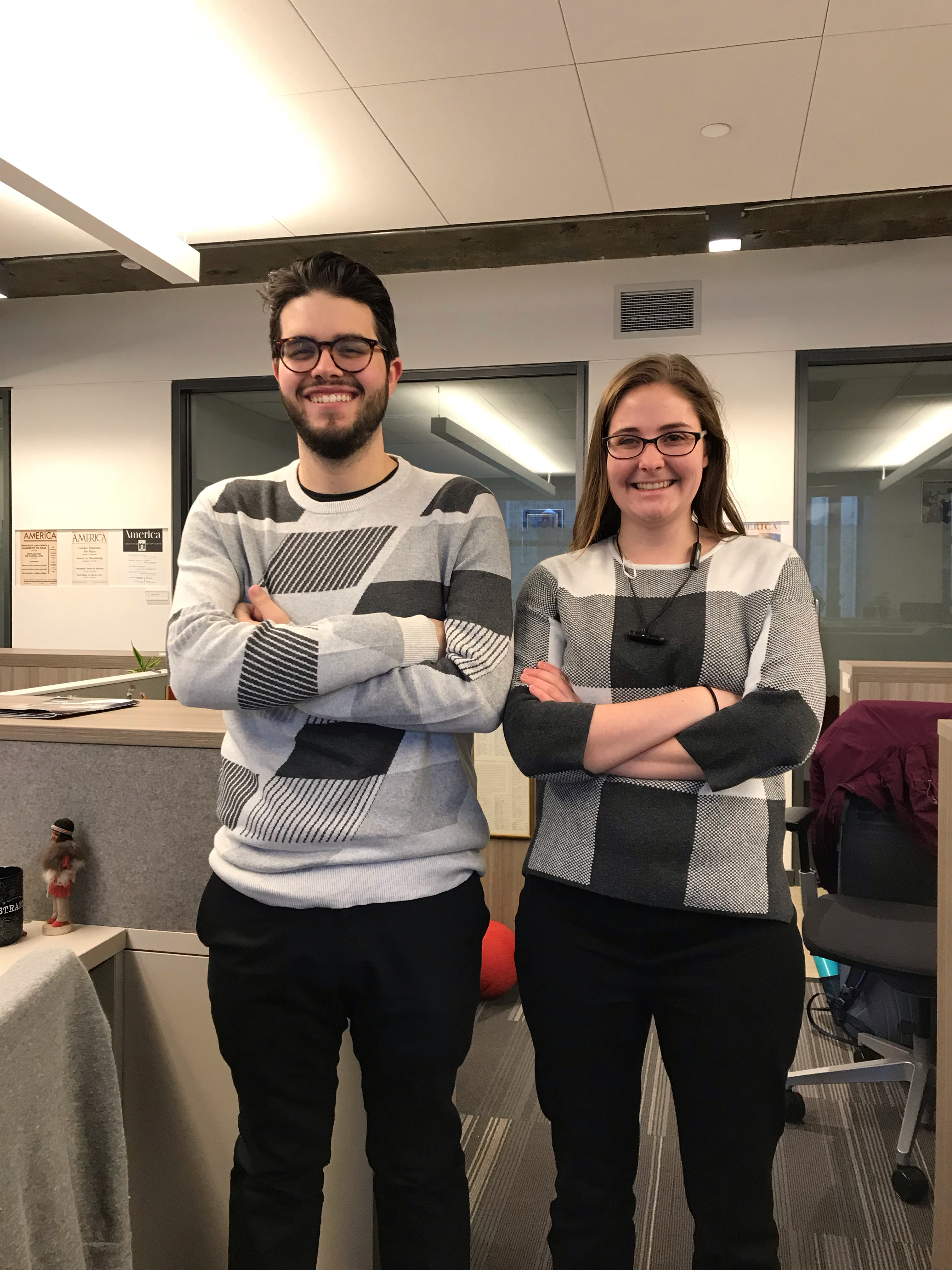 Brandon and Emma on one of the office’s many inadvertent twin days 