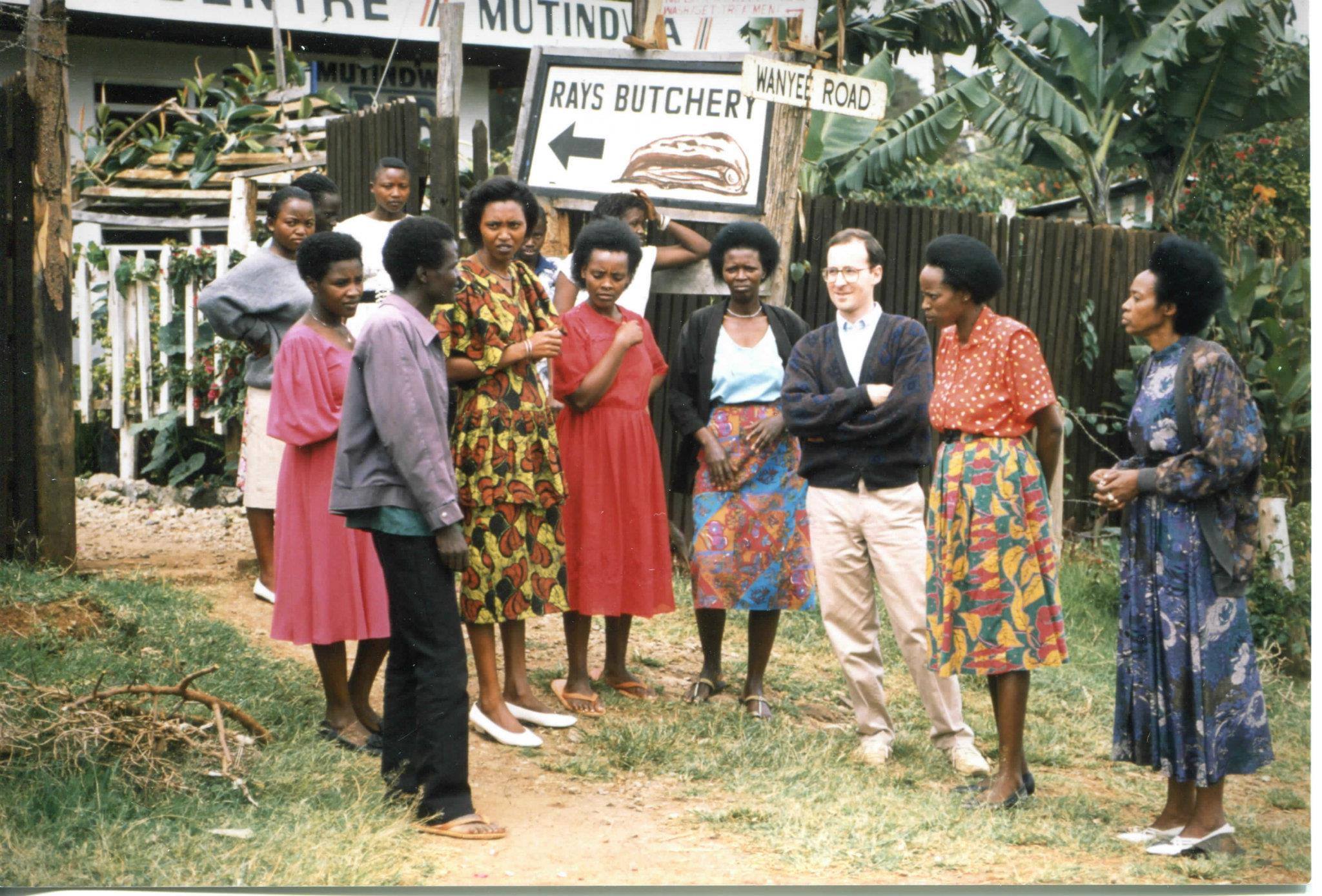 This is a marvelous group of Rwandese women, led by Gaudiosa Ruzage (second from right). Gauddy, with a small grant from JRS, started the "Splendid Tailoring Shop" in a slum called Riruta in Nairobi.
