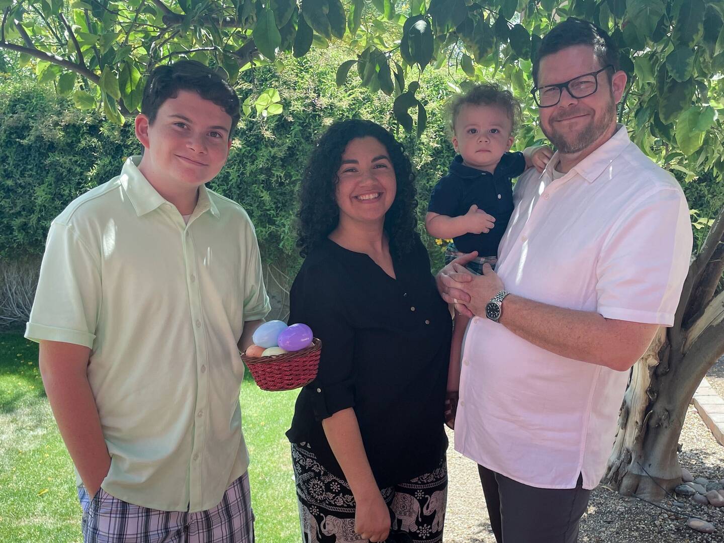 Author celebrating Easter with his wife and two sons.