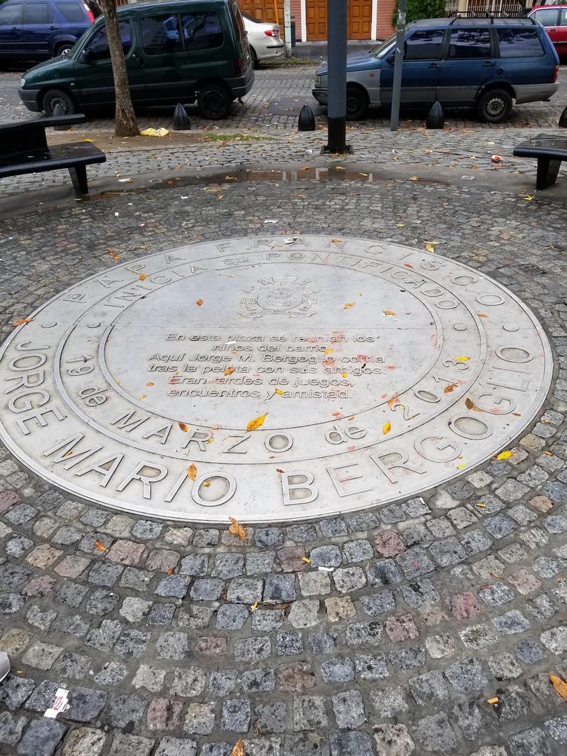 Jorge Bergoglio grew up in the working-class barrio of Flores, where a plaque commemorates his election to the papacy (photo: John Anderson).