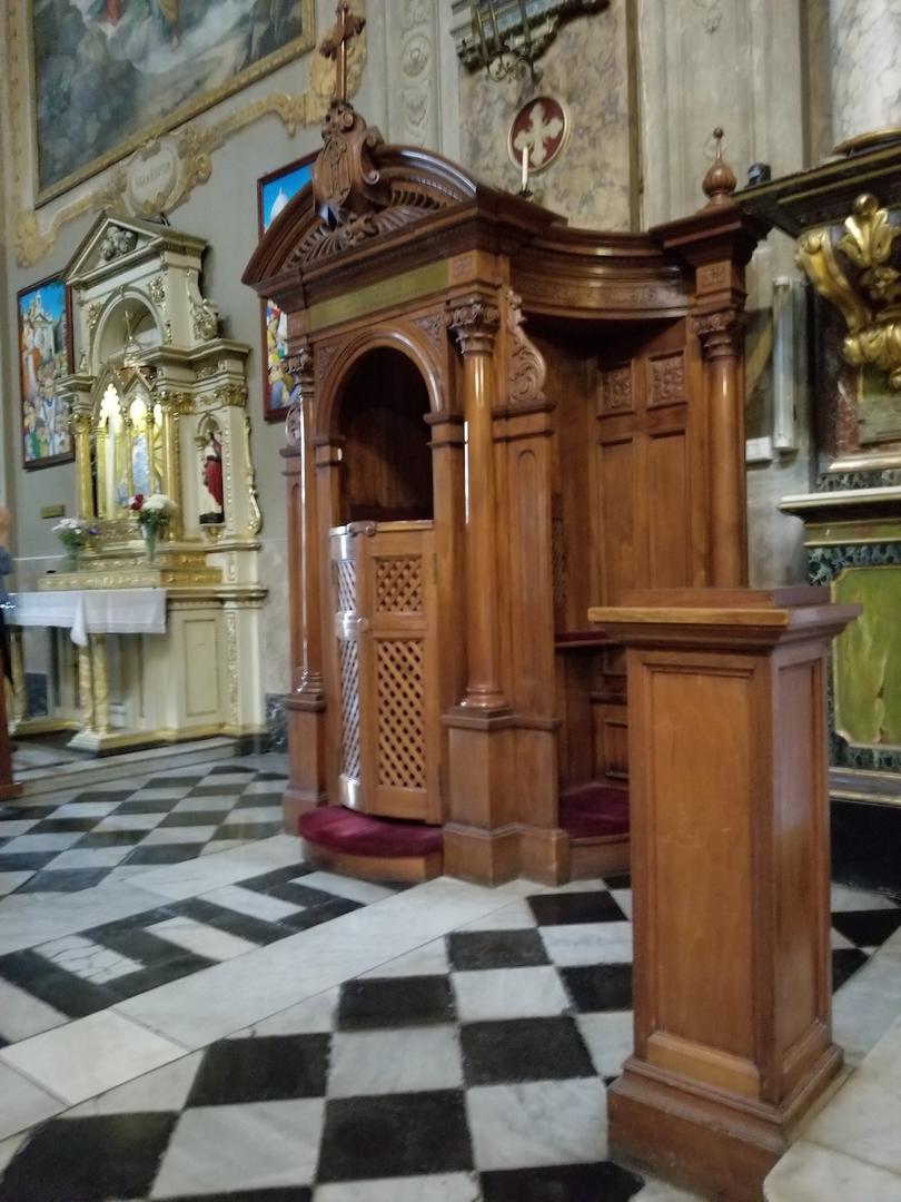 The confessional in St. Joseph Basilica in Flores where Francis had a spiritual awakening as a young man. The moment is dramatized in the new film “The Two Popes” (photo: John Anderson).