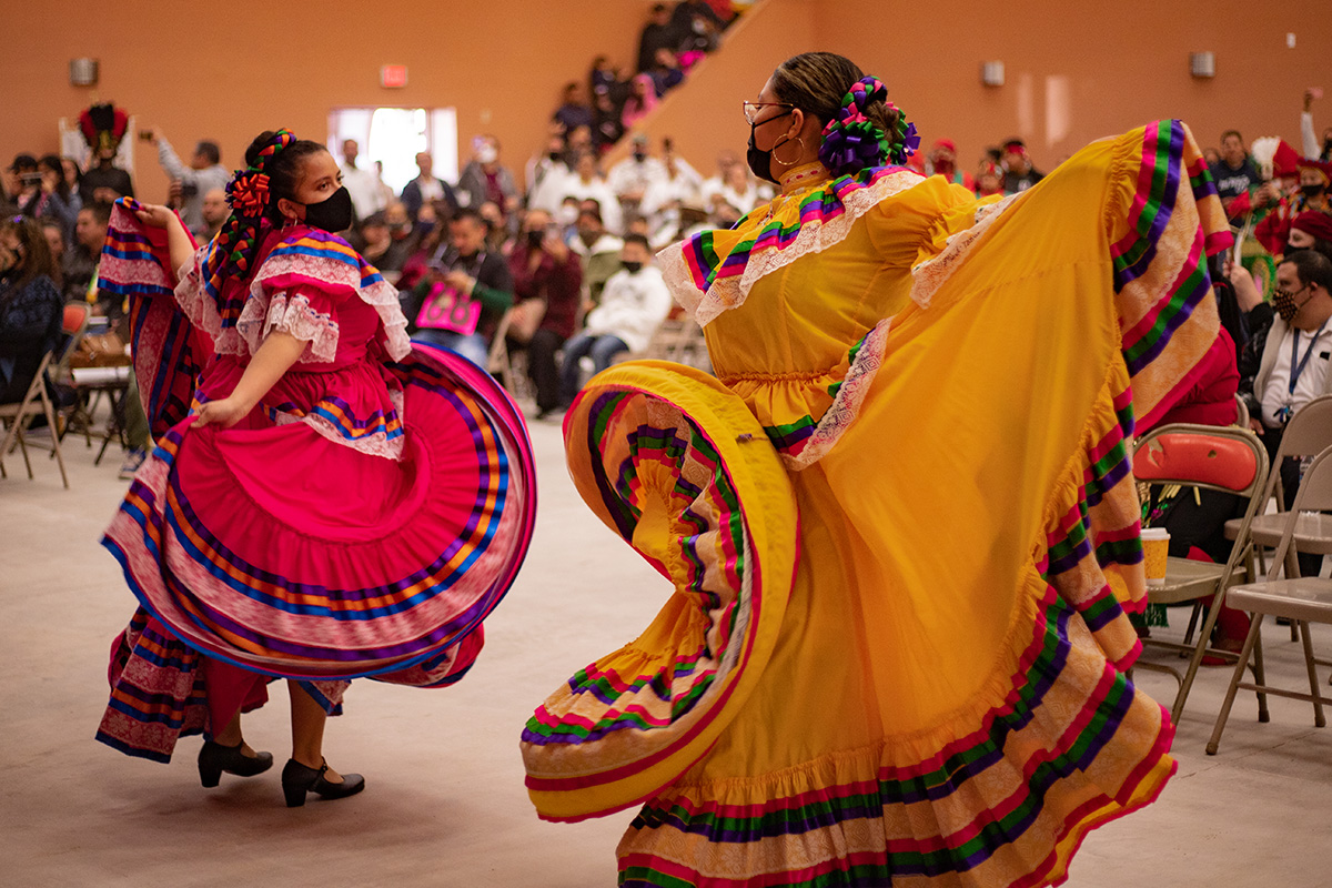 Dancers at the pre-procession activities of the Honor Your Mother festival in Phoenix, Ariz on December 4, 2021.