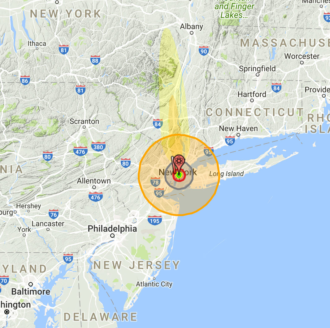 Nuclear Bomb Blast Radius Interactive Map