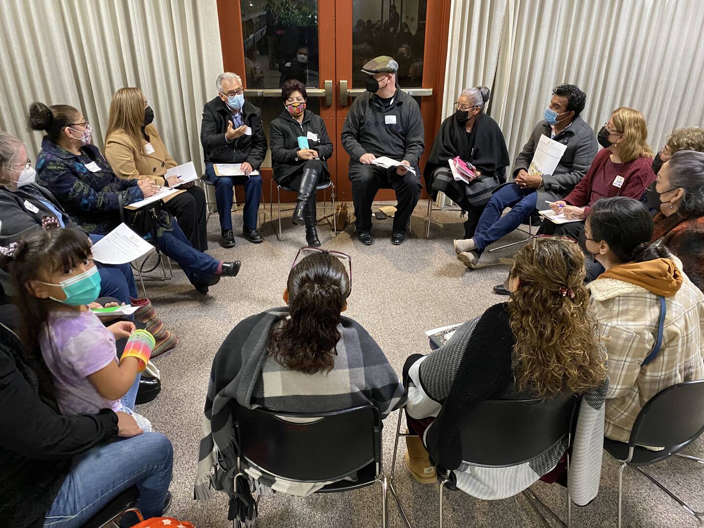 Around 150 people gathered for a regional training in the Diocese of Monterey, Calif., where diocesan leaders are teaming up with community organizers to promote the synod. They broke up into parish groups for discussion. 