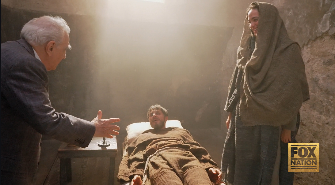 Martin Scorsese consulting on a scene in his new series on the saint (photo: Fox Nation)