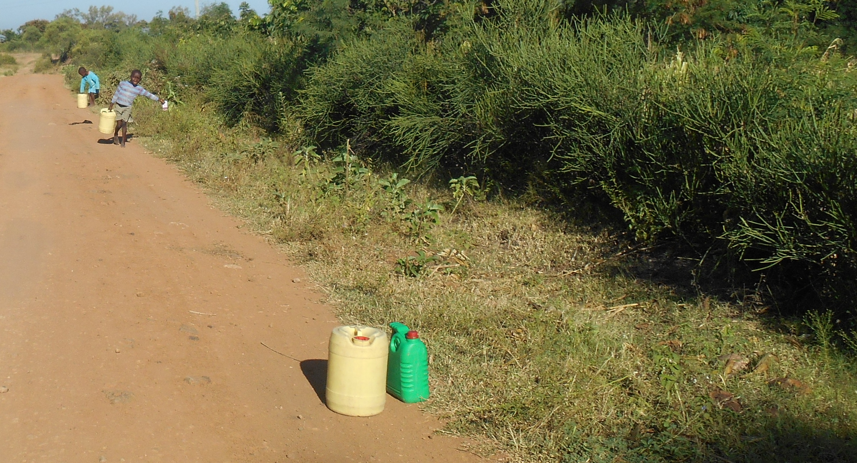 Boys carry Jeri cans to collect water in Rift Valley Kenya (Photo by author)