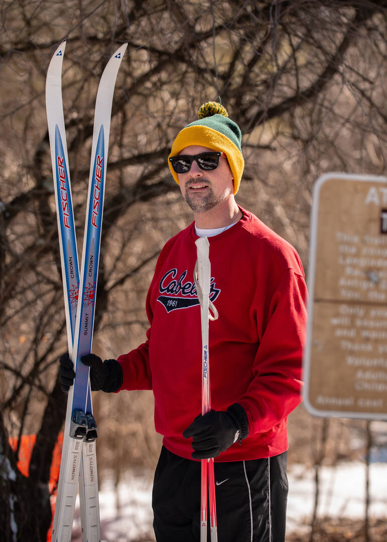 The Rev. Joel Sember cross country skiing in Antigo, Wis.