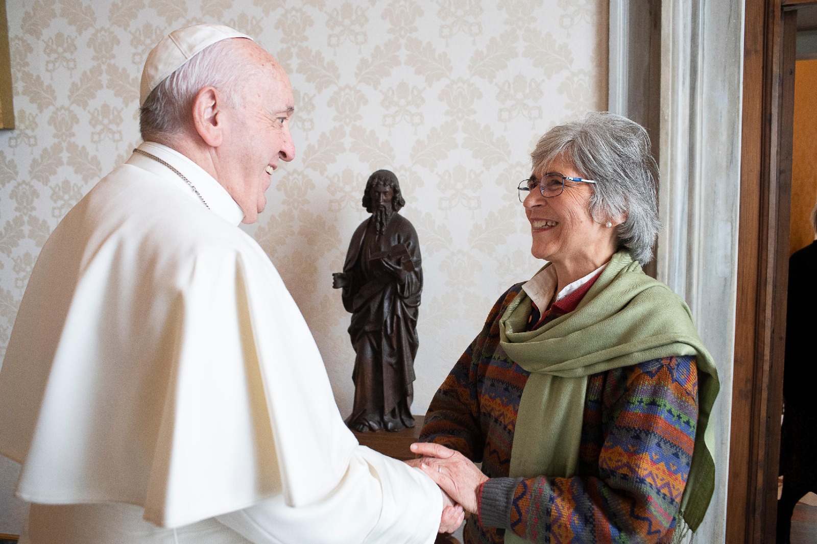 The author, María Lía Zervino, meets with Pope Francis at the Vatican on Jan. 20, 2020. (Provided by author)