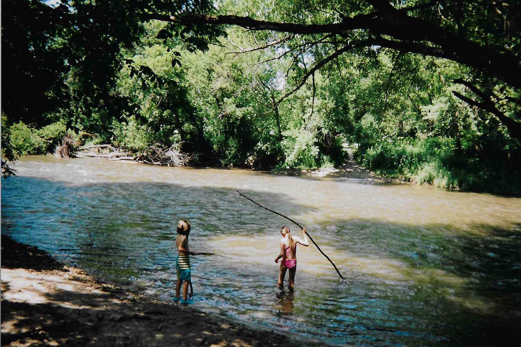 Playing in a creek in Iowa