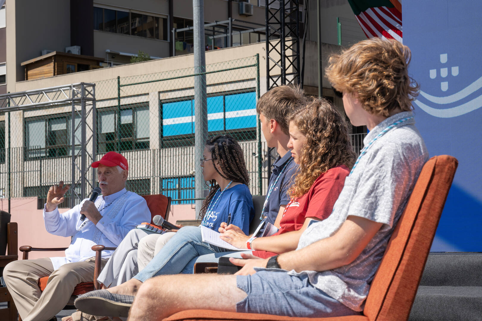 Father Arturo Sosa answers the questions of six young pilgrims during MAGIS 2023 (Credit: MAGIS 2023)