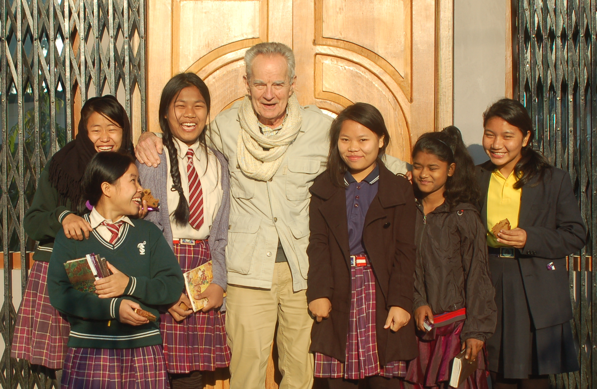 The author with students at Chavara House