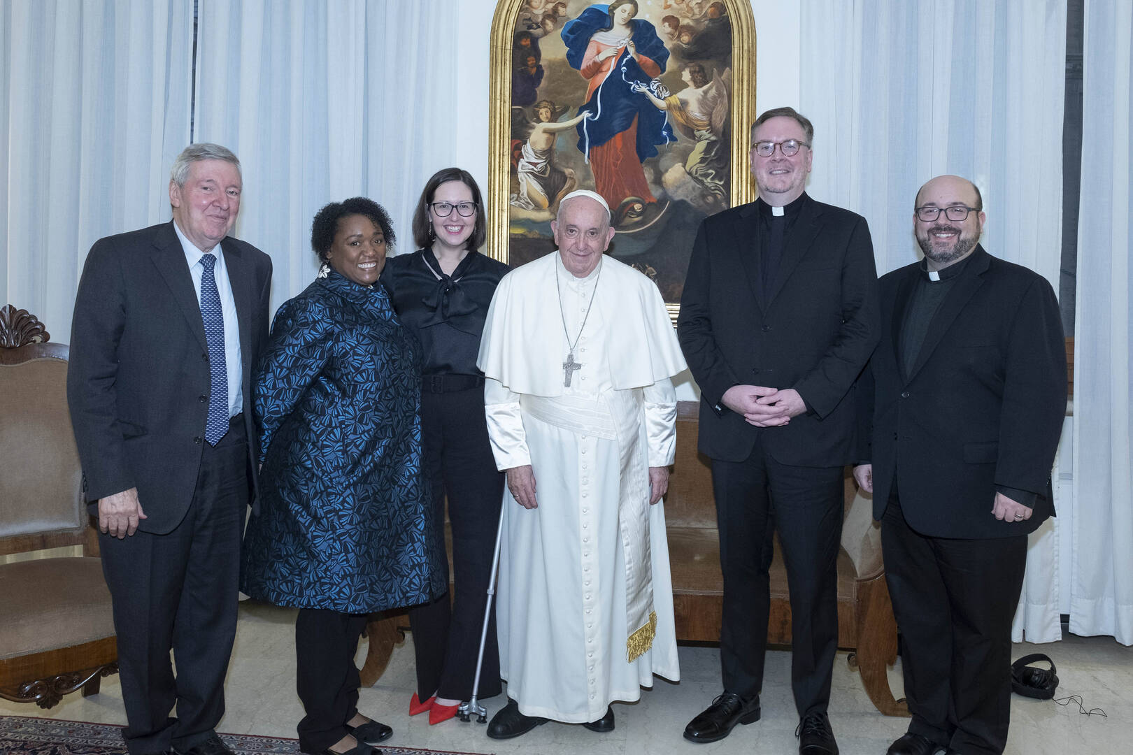 El Papa Francisco representa una foto de grupo con representantes de Estados Unidos.