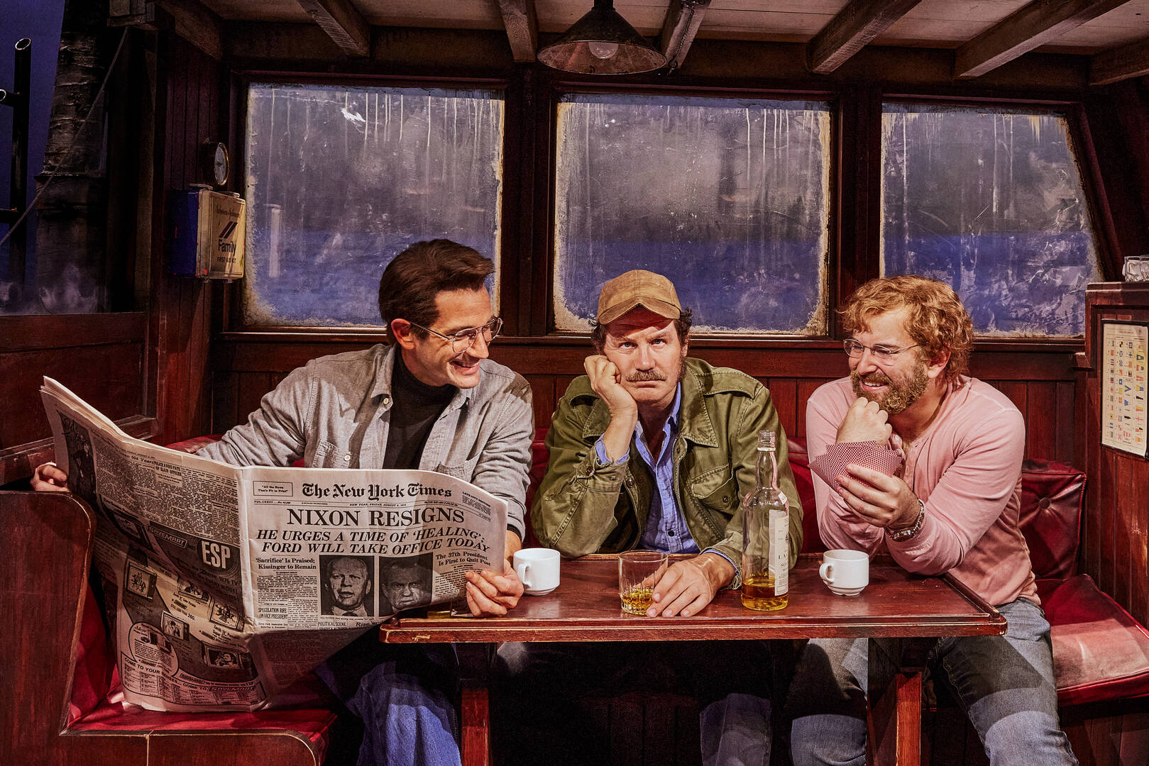 Colin Donnell, Ian Shaw and Alex Brightman in ‘The Shark is Broken‘ (photo: Matthew Murphy)