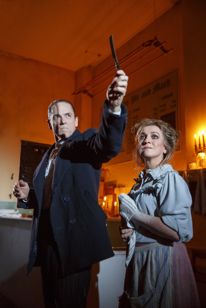 Jeremy Secomb as Sweeney Todd and Siobhan McCarthy as Mrs. Nellie Lovett (photo: Joan Marcus)