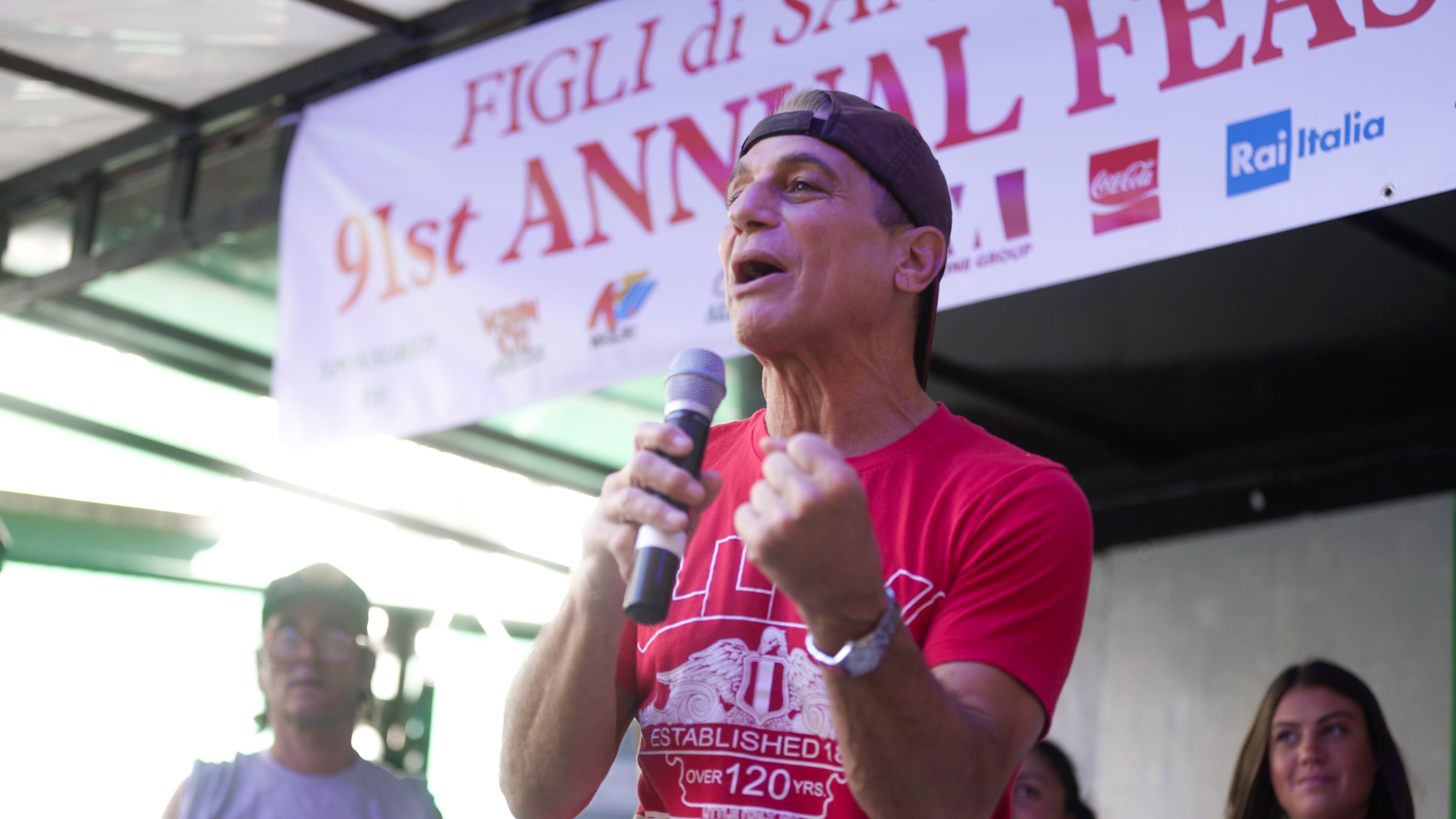 Tony Danza greeting the audience at the 2nd Annual San Gennaro Meatball Eating Competition