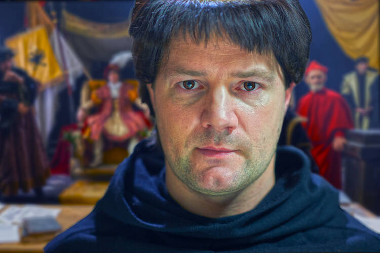 Padraic Delany as Martin Luther at the Diet of Worms in 1517. (Courtesy of Jake Thomas/PBS)