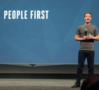 Mark Zuckerberg on stage at Facebook's F8 Conference in 2014, by Maurizio Pesce, via Flickr.