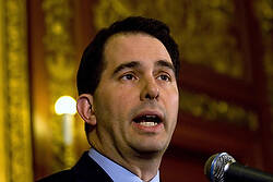 Scott Walker's crusade against labor unions may have played better with donors than with Republican primary voters. (CNS photo/Darren Hauck, Reuters)
