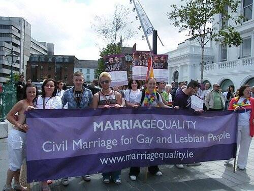 The campaign for same-sex marriage in Ireland emphasized personal stories and door-to-door campaigning. ("Cork Pride" photo from www.marriagequality.ie)