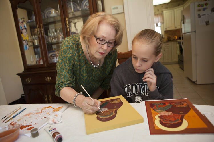 Veronica Royal teaches iconography at her parish and home, promoting an ancient craft and infusing students with a sense of sacred art. (CNS photo/Nancy Phelan Wiechec)