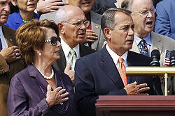 Democrat Nancy Pelosi and Republican John Boehner, both Catholic, are the most recent Speakers of the House. (Catholic News Service)