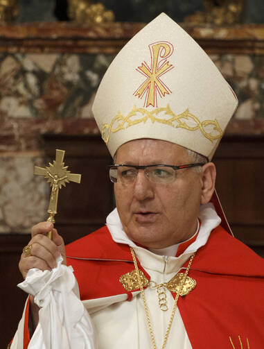 Archbishop Louis Sako of Baghdad, patriarch of the Chaldean Catholic Church, spoke Dec. 14 in Rome about the status of Christians in the Middle East. (CNS photo/Paul Haring) 