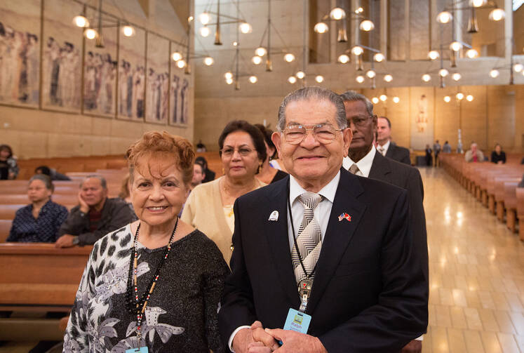 Couples married for 62 years renew wedding vows during Mass on World Marriage Day at Los Angeles cathedral