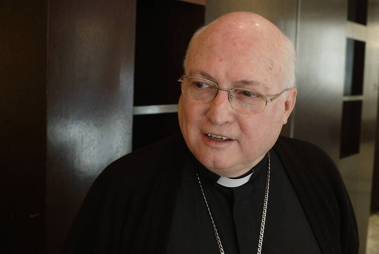 Bishop Rogelio Livieres Plano of the Diocese of Ciudad del Este, Paraguay, who was dismissed from post, pictured after interview in Rome. (CNS photo/Paul Haring)