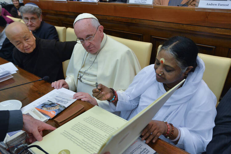 Pope Francis joins other faith leaders at ceremony in observance of U.N. Day for the Abolition of Slavery.