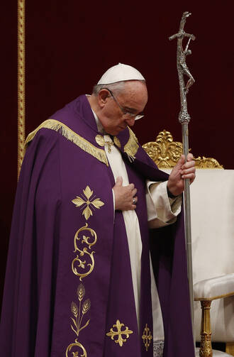 JUBILEE! Pope Francis announces a Holy Year of Mercy during a Lenten penance service in St. Peter’s Basilica on March 13.