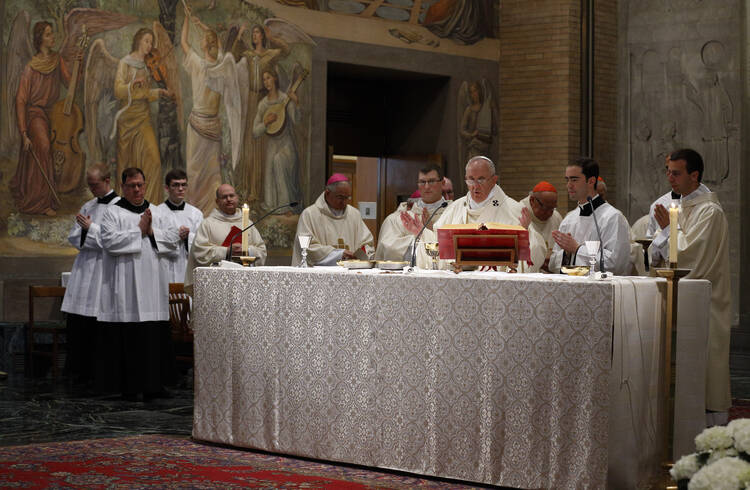 Pope Francis celebrates Mass at Pontifical North American College in Rome.