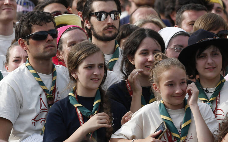 Young people attend a gathering with Pope Francis in Piazza Vittorio in Turin, Italy, June 21. (CNS photo/Paul Haring) 