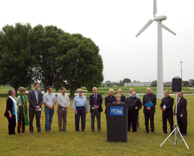 FOLLOWING FRANCIS. Iowa Catholic and other religious leaders and clean energy advocates convene to urge action on environmental issues in light of “Laudato Si’” on July 2.