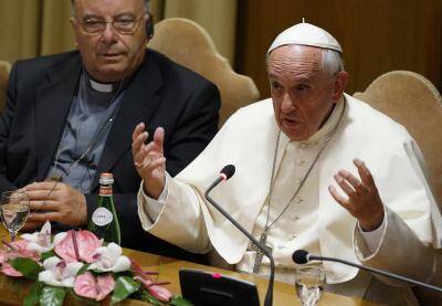 Pope Francis address workshop on climate change and human trafficking attended by mayors from around the world at Vatican.