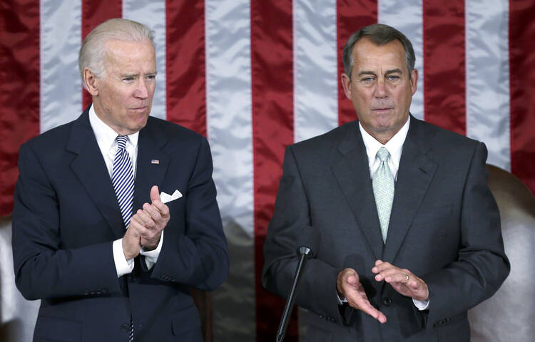 Vice President Joe Biden and House Speaker John Boehner shown during a joint session of Congress in 2013. (CNS photo/Gary Cameron, Reuters) 