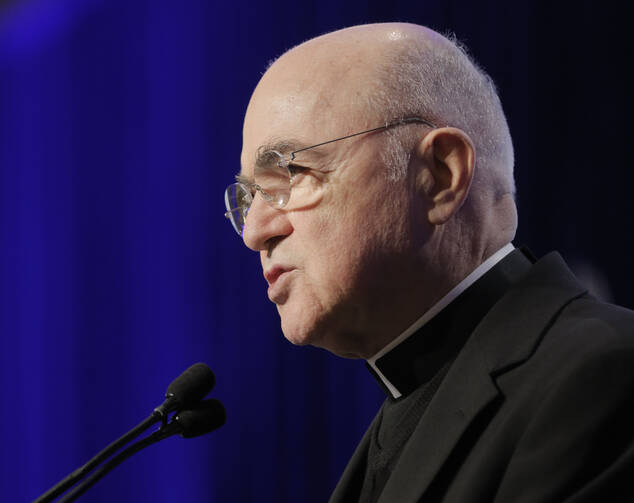 Archbishop Carlo Maria Vigano (CNS photo/Bob Roller)