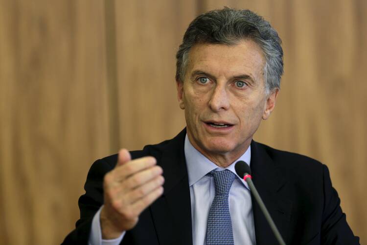 Relations between the Argentine Catholic Church and federal government are expected to improve after President-elect Mauricio Macri, pictured in a Dec. 4 photo, takes office Dec. 10. (CNS photo/Ueslei Marcelino, Reuters)