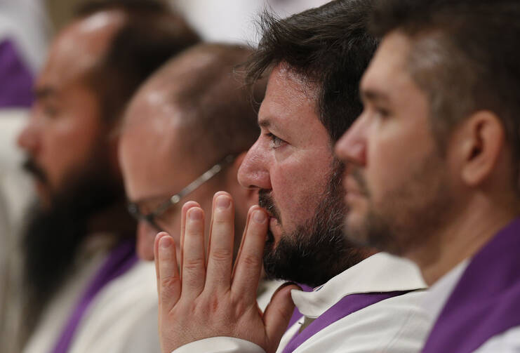 Priests who are Missionaries of Mercy for the Holy Year attend Pope Francis' celebration of Ash Wednesday Mass in St. Peter's Basilica at the Vatican Feb. 10. (CNS photo/Paul Haring)