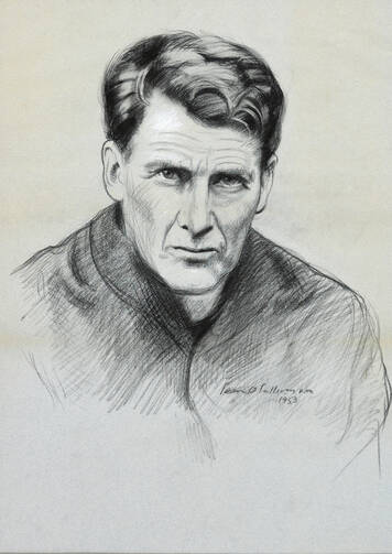 Jesuit Father John Sullivan is seen in this drawing by Irish portrait artist Sean O'Sullivan. (CNS photo/courtesy Irish Jesuit Communications) 