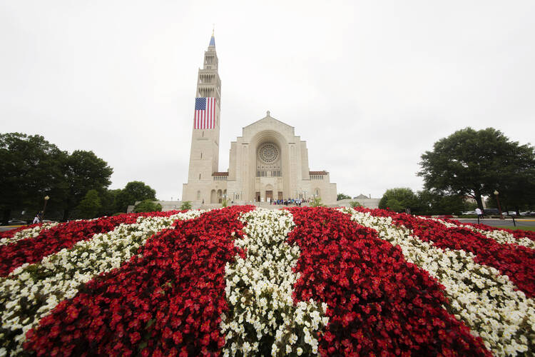 The Basilica of the National Shrine of the Immaculate Conception in Washington is seen July 4 prior to the closing Mass of the Fortnight for Freedom. (CNS photo/Jaclyn Lippelmann, Catholic Standard) 
