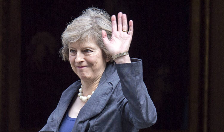 British Prime Minister Theresa May is hoping she does not have to bid adieu to Scotland. (CNS photo/Will Oliver, EPA)