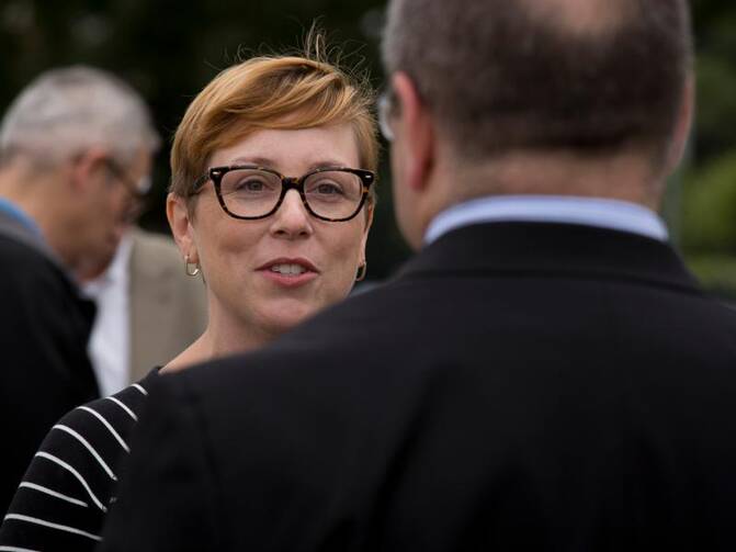 Tina Whittington, executive vice president of Students for Life of America, is seen in front of the U.S. Supreme Court in Washington Sept. 28. (CNS photo/Tyler Orsburn)