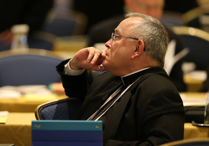 Archbishop Charles J. Chaput of Philadelphia listens Nov. 14 during the annual fall general assembly of the U.S. Conference of Catholic Bishops in Baltimore. (CNS photo/Bob Roller)