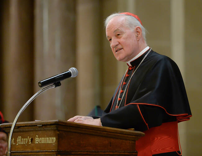 Cardinal Marc Ouellet, prefect of the Congregation for Bishops, at St. Mary's Seminary & University in Roland Park, MD. on Nov. 15, 2016. (CNS photo/courtesy Will Kirk)