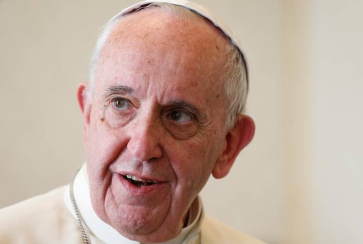 Pope Francis is pictured during a meeting with Uruguay's President Tabare Vazquez during a private audience at the Vatican on Dec. 2. (CNS photo/Paul Haring)