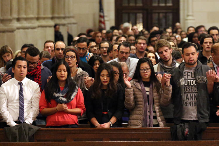 A Mass for young adults on Dec. 7, 2016, at St. Patrick's Cathedral in New York City. (CNS photo/Gregory A. Shemitz)