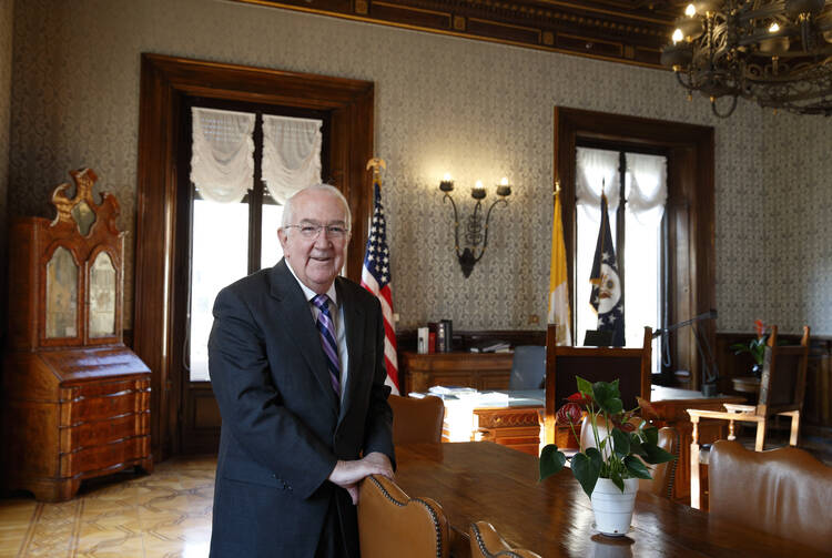 Ken Hackett, U.S. ambassador to the Holy See, is pictured in his office at the embassy in Rome Dec. 15. Hackett's last day as ambassador will be Jan. 20, when U.S. President-elect Donald J. Trump takes office. (CNS photo/Paul Haring)
