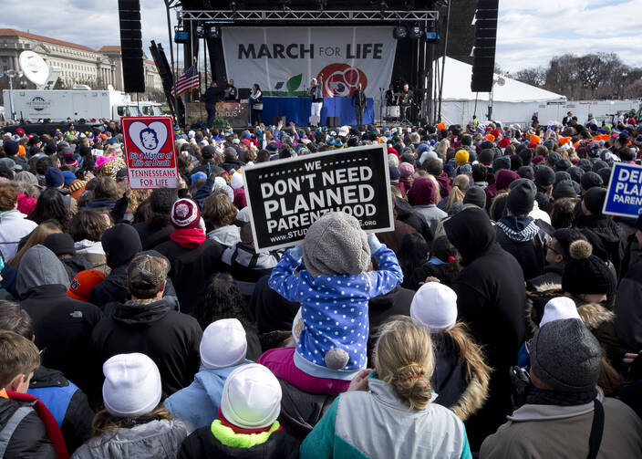 Pro-life advocates participate in the annual March for Life in Washington January 2017. (CNS photo/Tyler Orsburn)